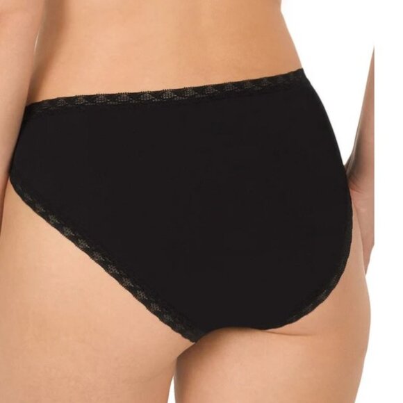 Natori Soft Stretch Lace Trim Brief Underwear Black Cotton Medium - Picture 8 of 8